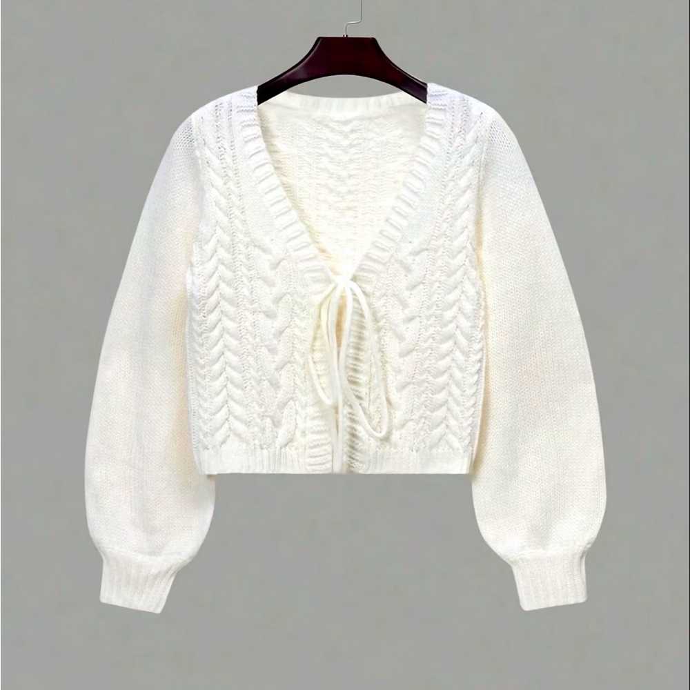 Women's White Cable Knit Sweater